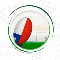 Flag of Chile on rugby ball. Round rugby icon with flag of Chile. vector