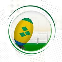 Flag of Saint Vincent and the Grenadines on rugby ball. Round rugby icon with flag of Saint Vincent and the Grenadines. vector