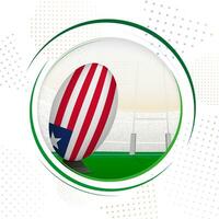 Flag of Liberia on rugby ball. Round rugby icon with flag of Liberia. vector