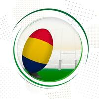 Flag of Chad on rugby ball. Round rugby icon with flag of Chad. vector