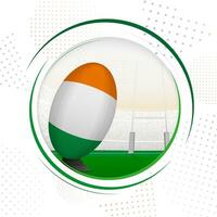 Flag of Ireland on rugby ball. Round rugby icon with flag of Ireland. vector