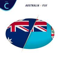 rugby competencia Australia v Fiji . rugby versus icono. vector