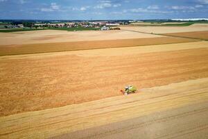 Harvester combine working in the field photo