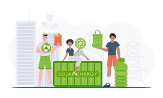 Concept of green world and ecology. ECO team. Flat style. Vector illustration.