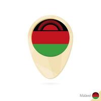 Map pointer with flag of Malawi. Orange abstract map icon. vector