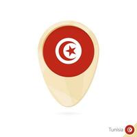 Map pointer with flag of Tunisia. Orange abstract map icon. vector