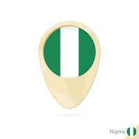 Map pointer with flag of Nigeria. Orange abstract map icon. vector