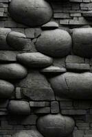 Old wall texture cement dark black gray background abstract grey color design are light with white gradient background.. AI generated photo