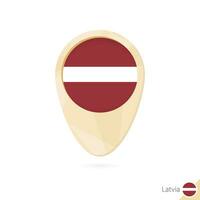 Map pointer with flag of Latvia. Orange abstract map icon. vector