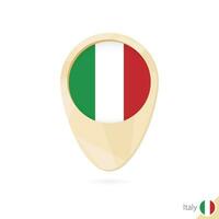 Map pointer with flag of Italy. Orange abstract map icon. vector