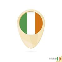 Map pointer with flag of Ireland. Orange abstract map icon. vector