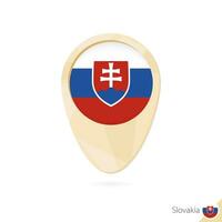 Map pointer with flag of Slovakia. Orange abstract map icon. vector