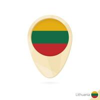 Map pointer with flag of Lithuania. Orange abstract map icon. vector