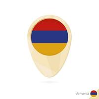 Map pointer with flag of Armenia. Orange abstract map icon. vector