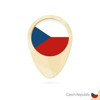 Map pointer with flag of Czech Republic. Orange abstract map icon. vector