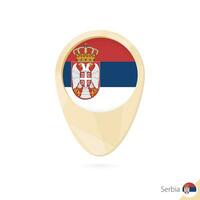 Map pointer with flag of Serbia. Orange abstract map icon. vector