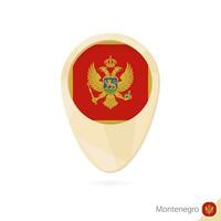 Map pointer with flag of Montenegro. Orange abstract map icon. vector