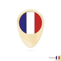 Map pointer with flag of France. Orange abstract map icon. vector