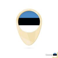 mapa puntero con bandera de Estonia. naranja resumen mapa icono. vector