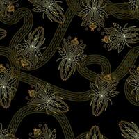 Seamless pattern with golden beetles and chains. vector