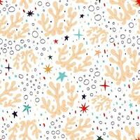 Marine seamless background with corals and bubbles on a white background vector