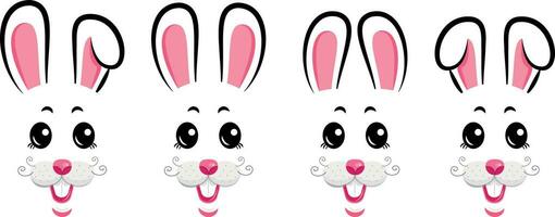 Collection of Easter smiling bunnies. Easter Bunnies vector