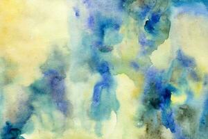 Yellow-blue green watercolor background texture photo