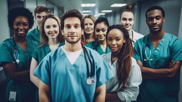 Diverse Health Workers in the Hospital. A Multicultural Team of Medical Professionals photo