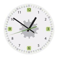 12 Hours Clock Face template with Arrows isolated on white. Modern style, cute design vector