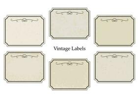 Vintage rectangle labels with monograms on old paper isolated on white background. Can be printed in size 11x8.5 vector