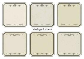 Set of vintage square labels with monograms on old paper isolated on white background. Vector