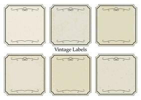 Set of vintage square labels with monograms on old paper isolated on white background. Vector