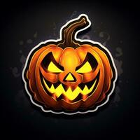 pumpkin sticker cartoon on background photo