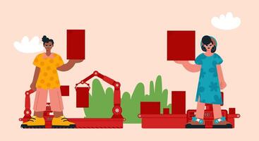 A Organize of the Progression Bunch, Organizing Bundles Along Transport Lines, Gathering the Control of People and Ampleness in Bringing Bundles to Your Doorstep. vector