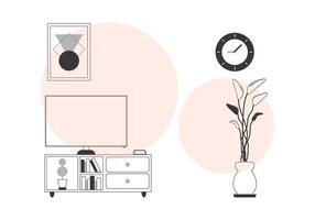 Interior in Lineart minimalistic style. background for presentations, posters and applications. Vector. vector