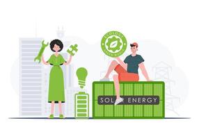 eco equipo. el concepto de ecología y verde energía. de moda estilo. vector ilustración.