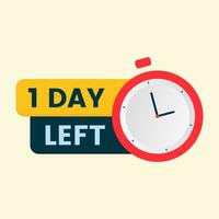 1 day left countdown banner with timer vector