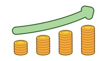 Simple Coin Bar Graphic Stack Up Profit Vector Illustration