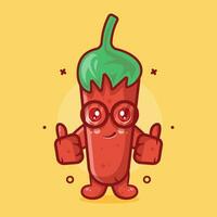 cute chili character mascot with thumb up hand gesture isolated cartoon in flat style design vector