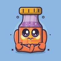 kawaii vacuna botella personaje con triste expresión aislado dibujos animados en plano estilo diseño vector