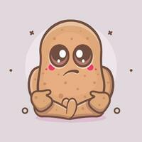 kawaii potato vegetable character mascot with sad expression isolated cartoon in flat style design vector