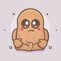 kawaii patata vegetal personaje mascota con triste expresión aislado dibujos animados en plano estilo diseño vector