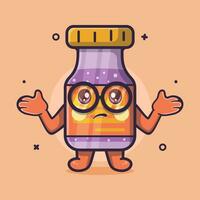 cute vaccine bottle character with confused gesture isolated cartoon in flat style design vector