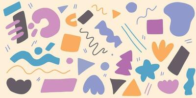 Colorful set of various hand drawn abstract shapes, strokes and doodles vector