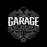 Masculine garage logo for bikers or muscle car drivers vector