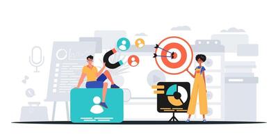 People are sitting around a table with a target on it vector