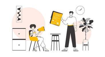 HR team. The concept of finding employees for work. Minimalistic linear style. Vector. vector