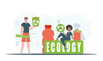 Ecology and green planet concept. Environmental protection. Environmental illustration for the web. Trend vector illustration.