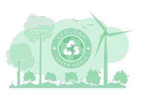 Green Background on the theme of ecology and green energy. Vector. vector