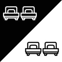 Bed Vector icon, Outline style, isolated on Black and white Background.